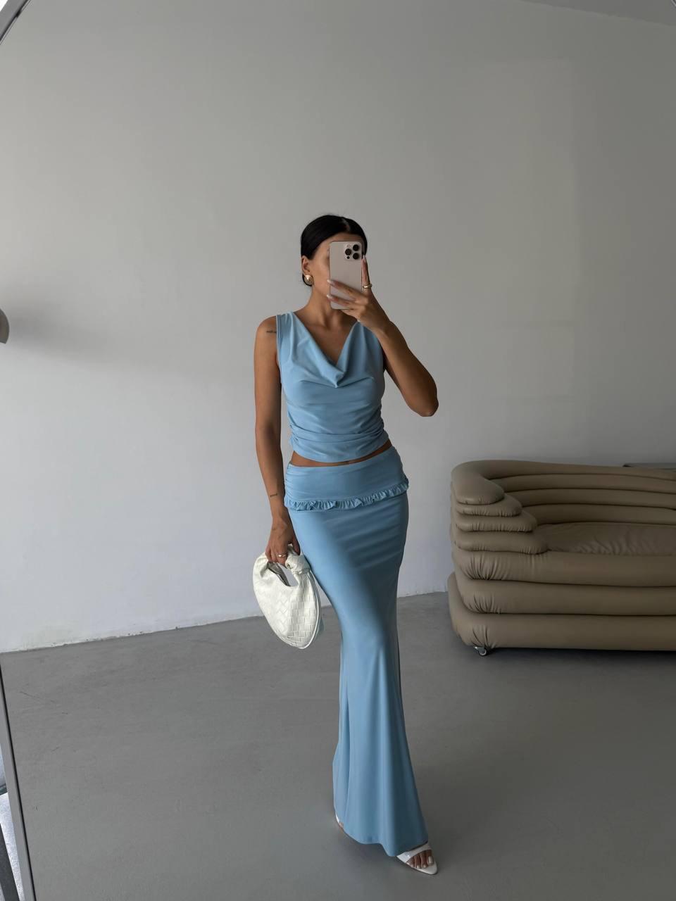 Light Blue Two-Piece Maxi Dress