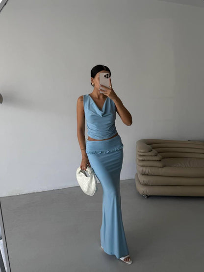 Light Blue Two-Piece Maxi Dress