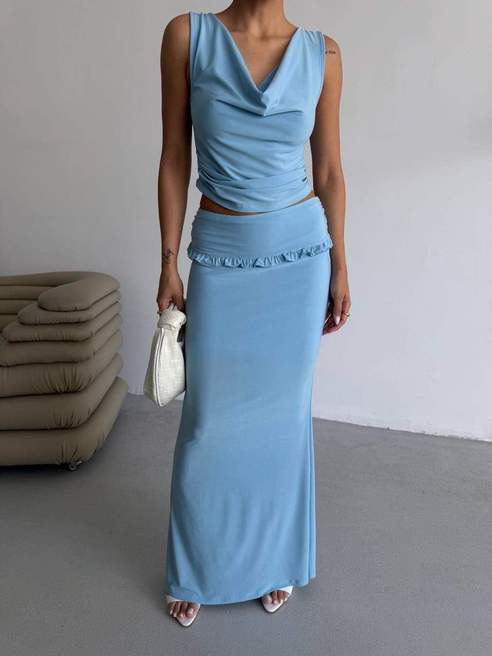 Light Blue Two-Piece Maxi Dress