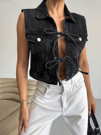 Black Ribbed Sleeveless Crop Top