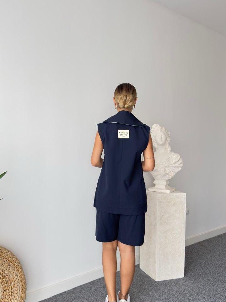 Denim Vest & Shorts Two-Piece Set