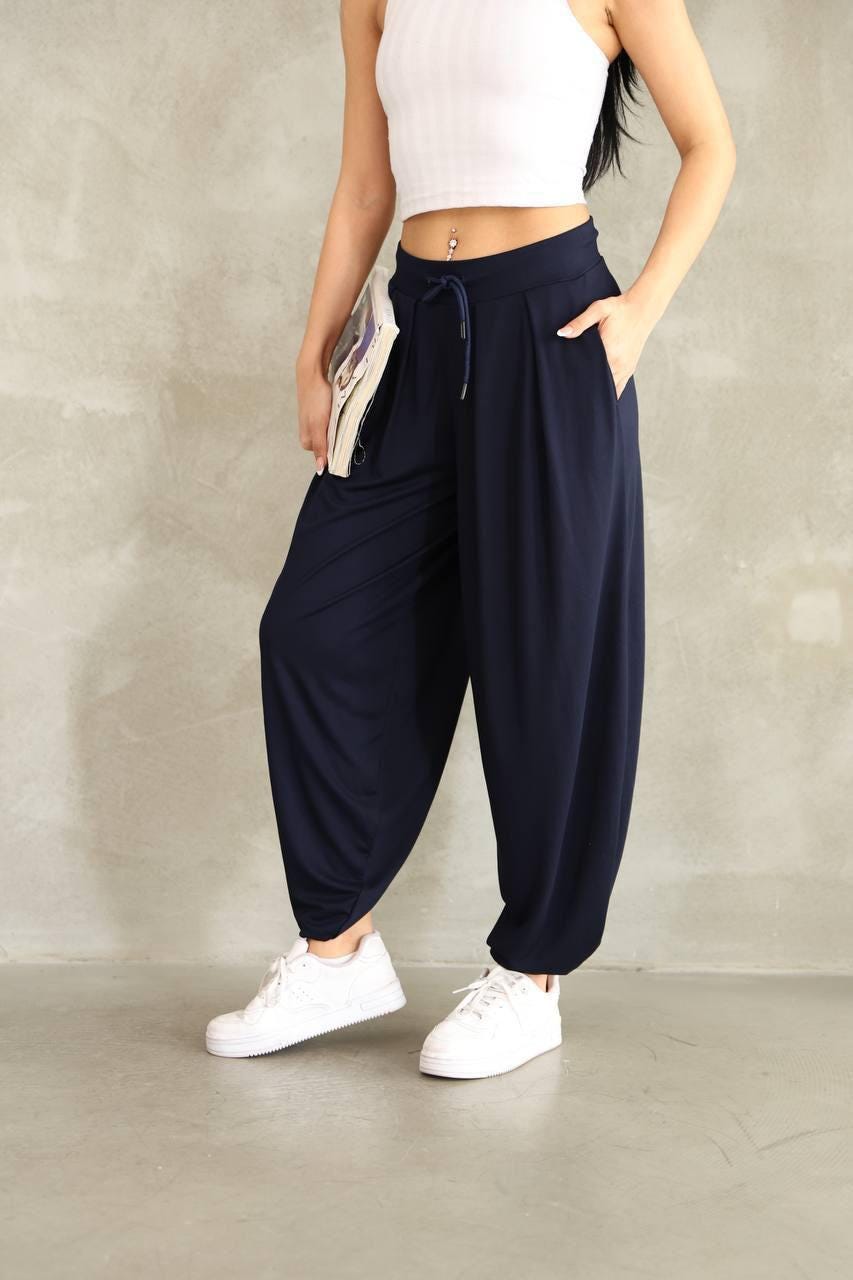 Loose-Fit Navy Pants