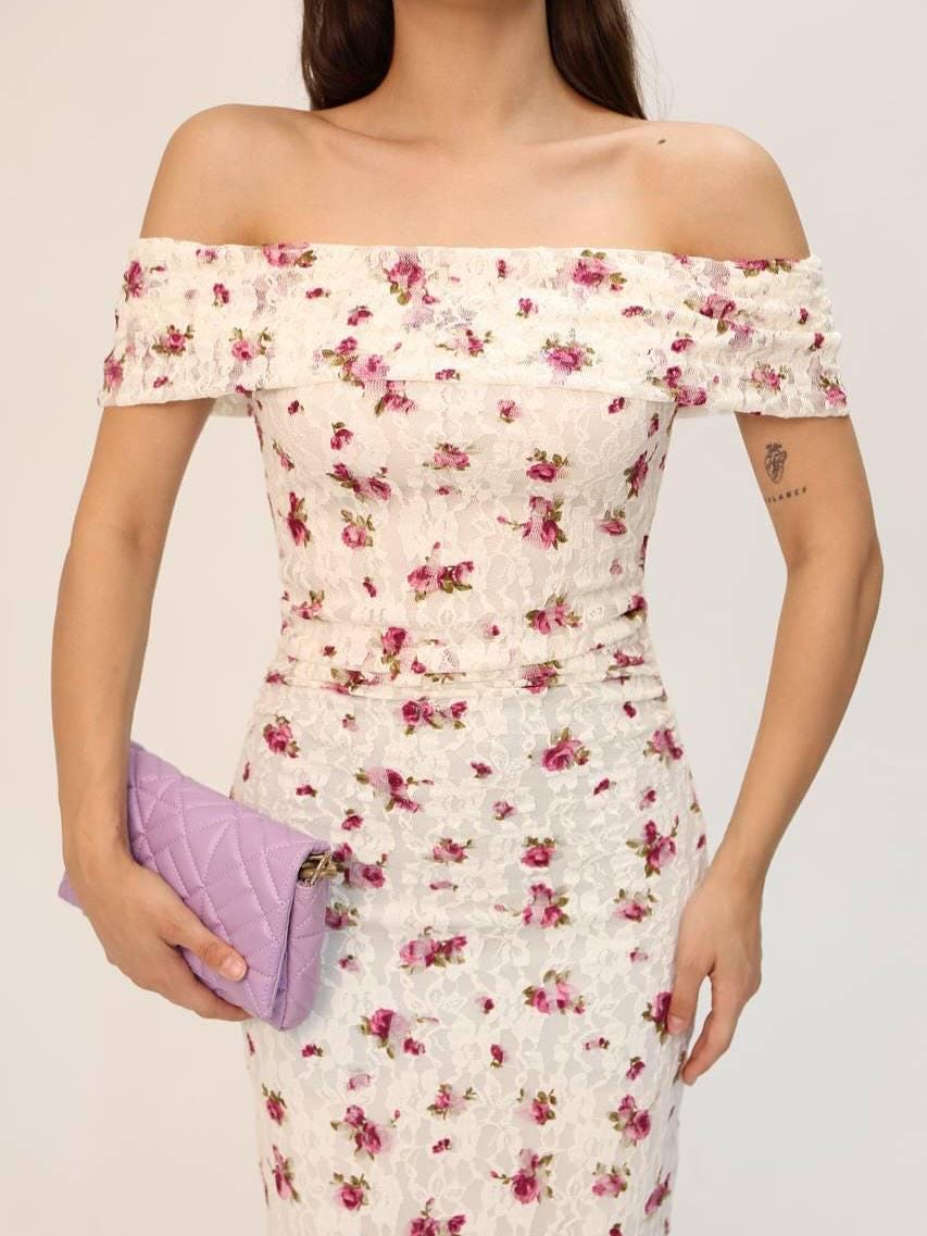 Floral Off-Shoulder Bodycon Dress