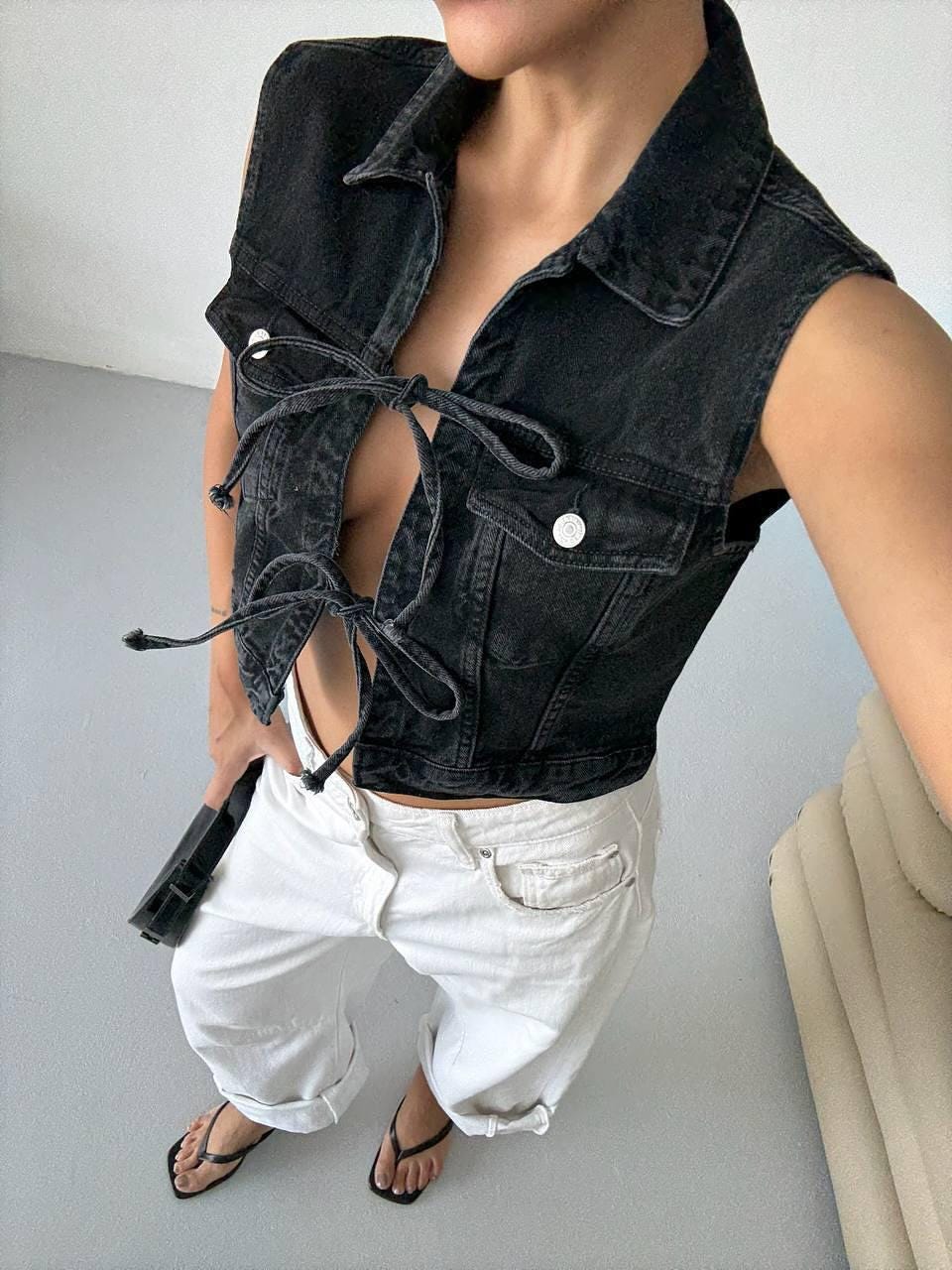 Black Ribbed Sleeveless Crop Top