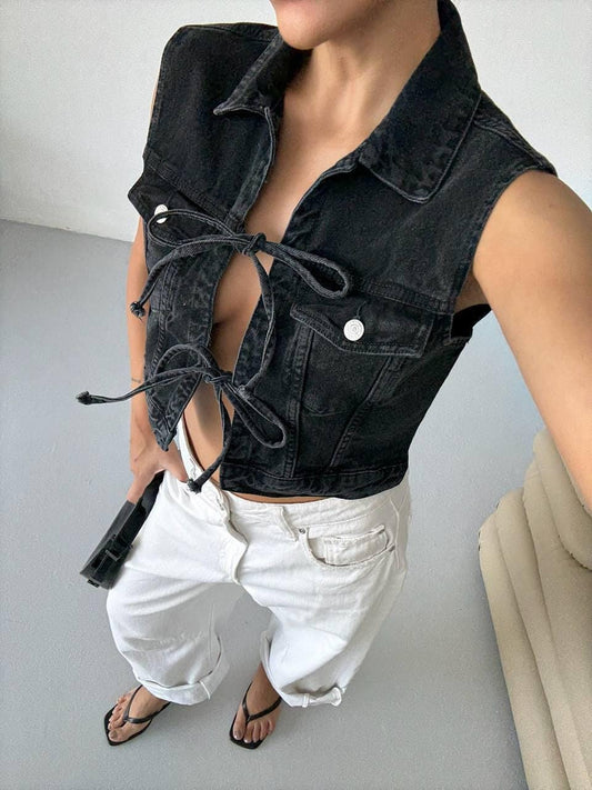 Black Ribbed Sleeveless Crop Top