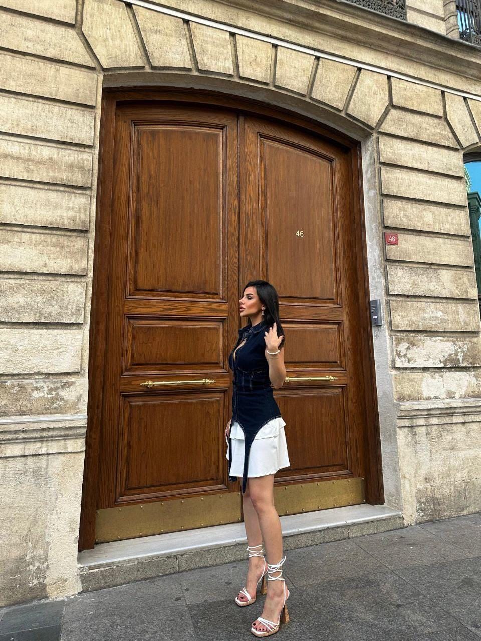 Two-Tone Denim Style Dress