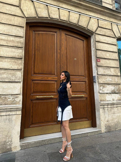 Two-Tone Denim Style Dress