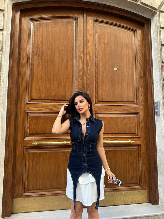 Two-Tone Denim Style Dress