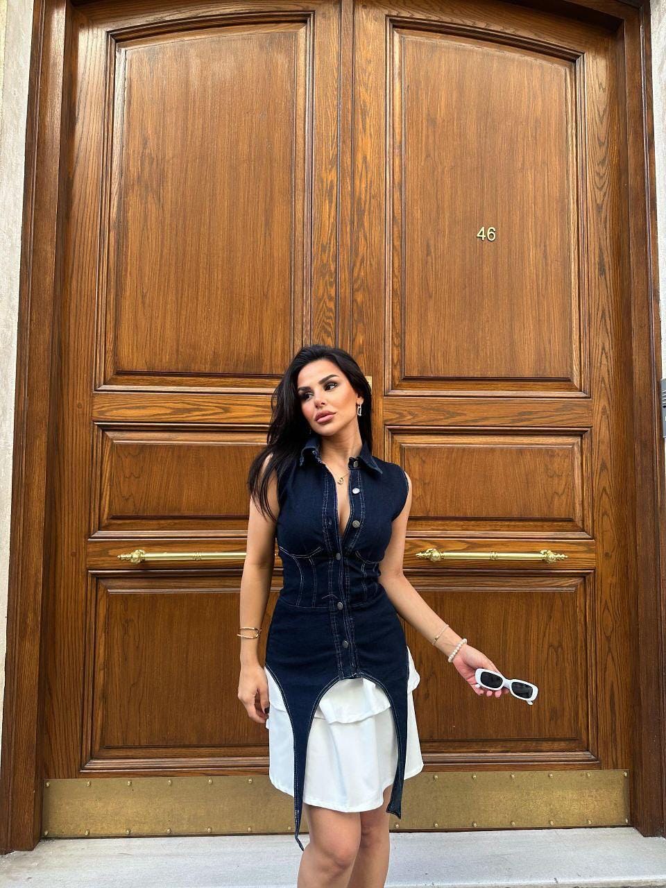 Two-Tone Denim Style Dress