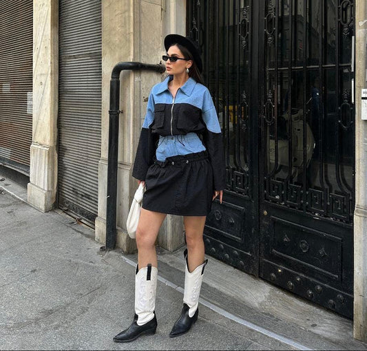 Three-Piece Blue Denim Set