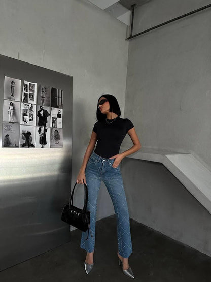 Classic Blue Straight-Leg Denim Jeans