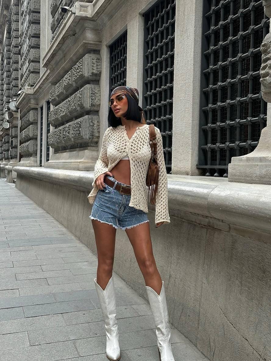 Vintage Ripped High-Rise Denim Shorts